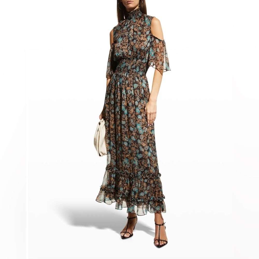 MISA Los Angeles "Plum" cold-shoulder Maxi dress Size XS